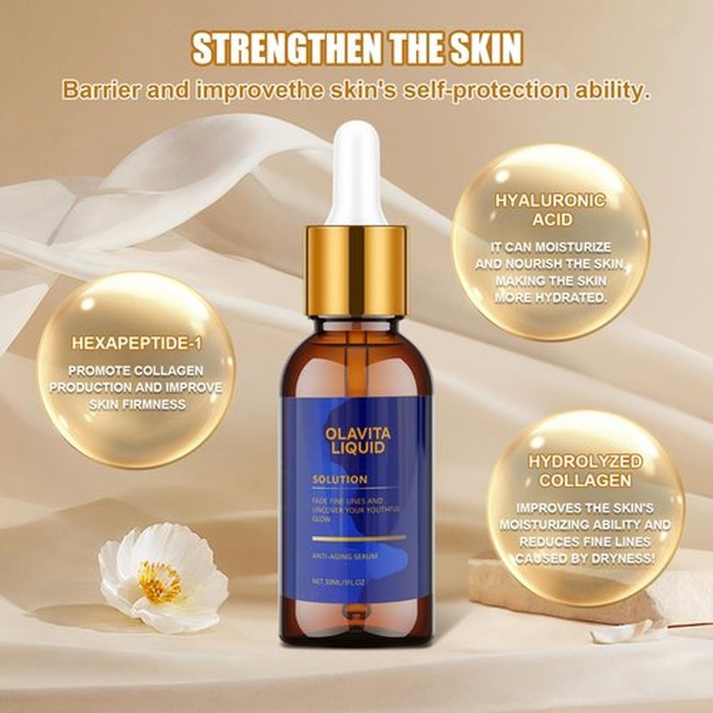 Olavita Liquid, Olavita Liquid Solution Anti Aging Serum, Vitamin C & E Serum,Olavita serum for wrinkles, Diminishes Fine Lines & Wrinkles For A Youthful Glow (2pcs)