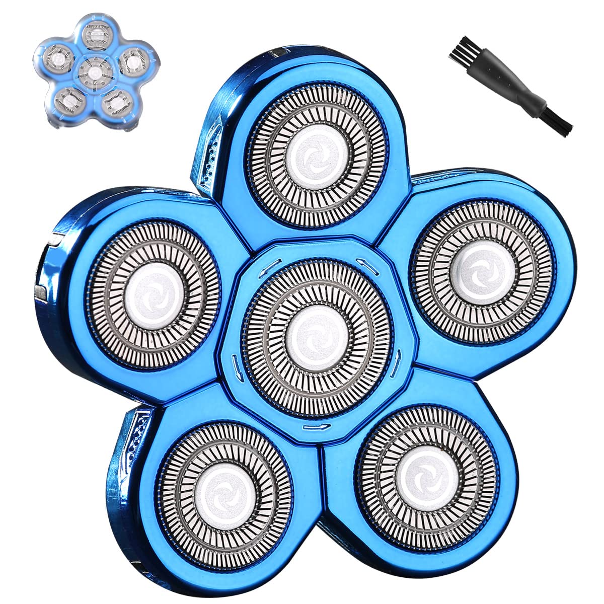 Universa 6 Blades Replacement Heads for Mainstream head shaver brands, Head Shaver Replacement Blades (6 Blue)