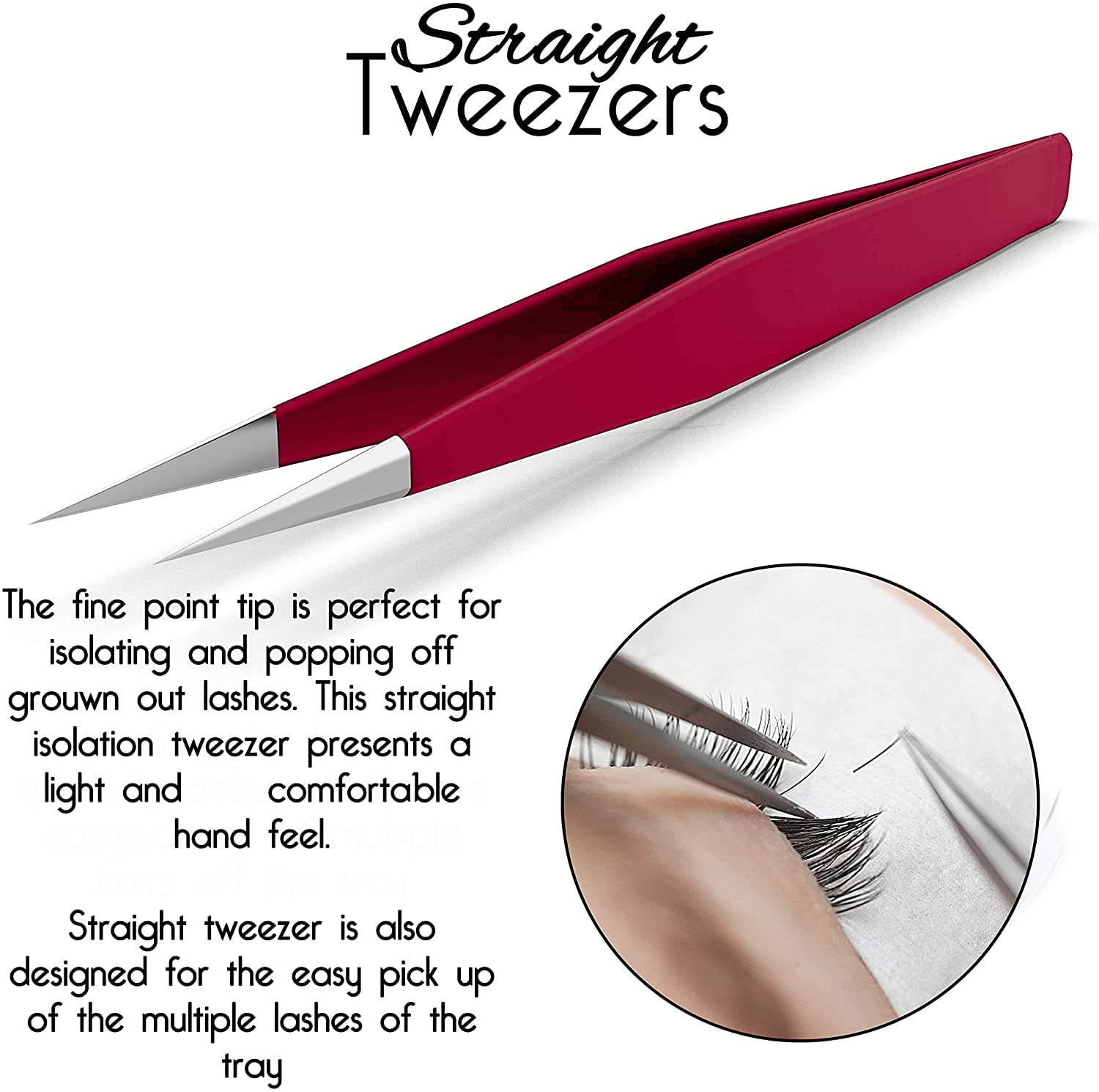 SIVOTE Eyelash Extension Tweezers for Classic & Volume Lashes, 2-Pack, Red