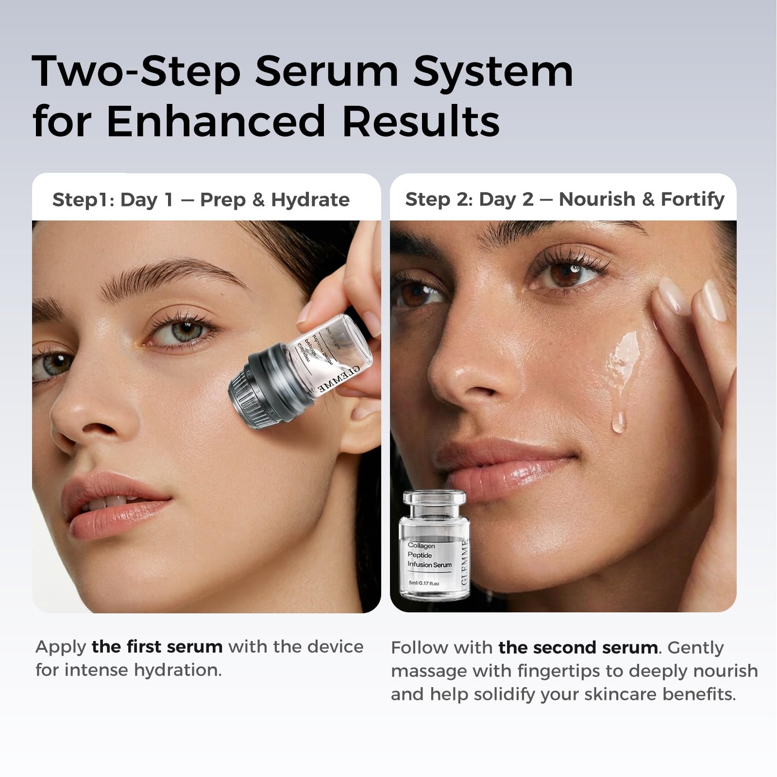 Micro Infusion System for Face & Neck, Titanium Needle Cosmetic Stamp Hydra Microneedling Serum - Peptides & Hyaluronic Acid Serum for All Skin Types, 0.25mm Home Infusion Set