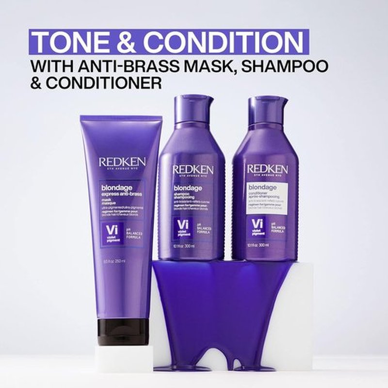 Redken Blondage Purple Conditioner - Tones & Moisturizes Brassy Blonde Hair | 33.8 Fl Oz
