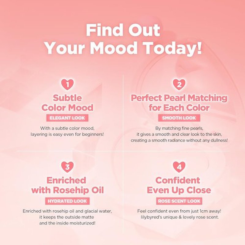 Lilybyred Luv Beam Cheek - Heart-Shaped Korean Powder Blush, Soft Matte Finish, 0.16 oz (01 Loveable Coral)