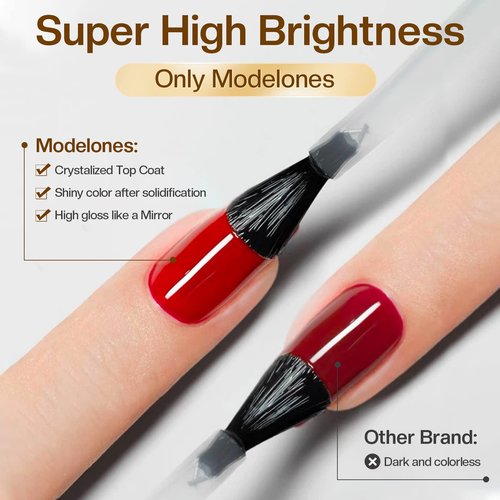 Modelones 8Pcs Nail Art Brushes with 15ml Base & Top Coat Set