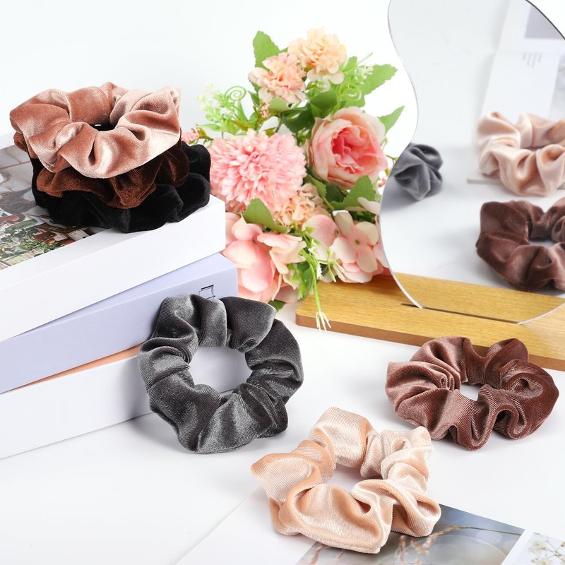 Whaline 12 Pack Hair Scrunchies Velvet Scrunchy Elastic Hair Bands for Women Hair Accessories (6 Coco Colors)