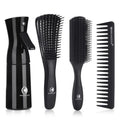 BRUSHZOO Detangling Hair Brush Set - Curly & Natural Hair Care with Wide Tooth Comb & Spray Bottle