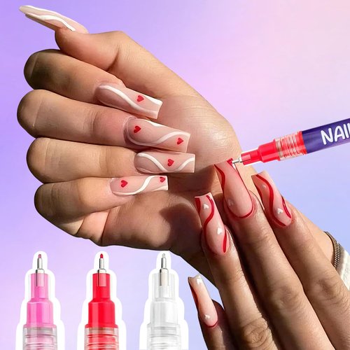12 Colors Nail Art Pens Set, 0.5mm Fine Tip Acrylic Nail Polish Pens, Quick-Dry Smudge-Proof Waterproof, Smooth Flow for Drawing Outlining Dotting Liner Art, DIY Manicure Gift