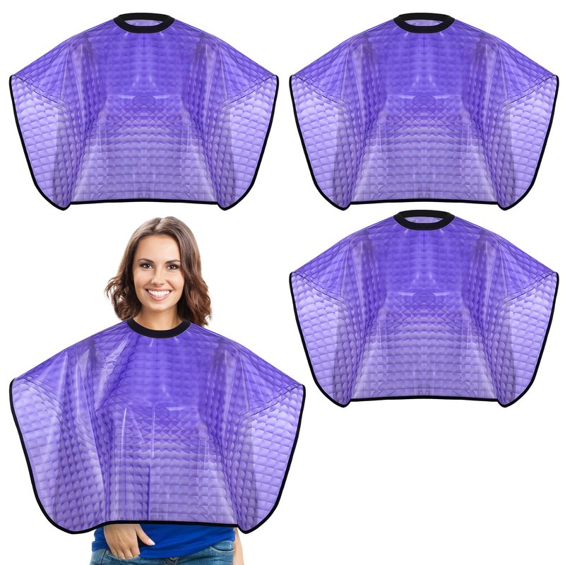 Zhanmai 4 Pcs Hair Color Shampoo Cape for Salons Waterproof Reusable Hair Dye Capes Makeup Haircutting Bleaching Salon Apron for Barber(Purple)