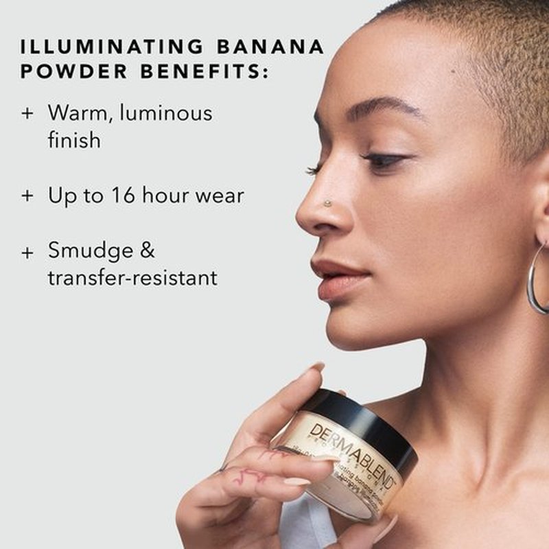 Dermablend Illuminating Banana Powder, Loose Setting Powder Makeup for Brightening and a Long-Lasting Luminous Finish, up to 16hr Wear, 0.63 oz.