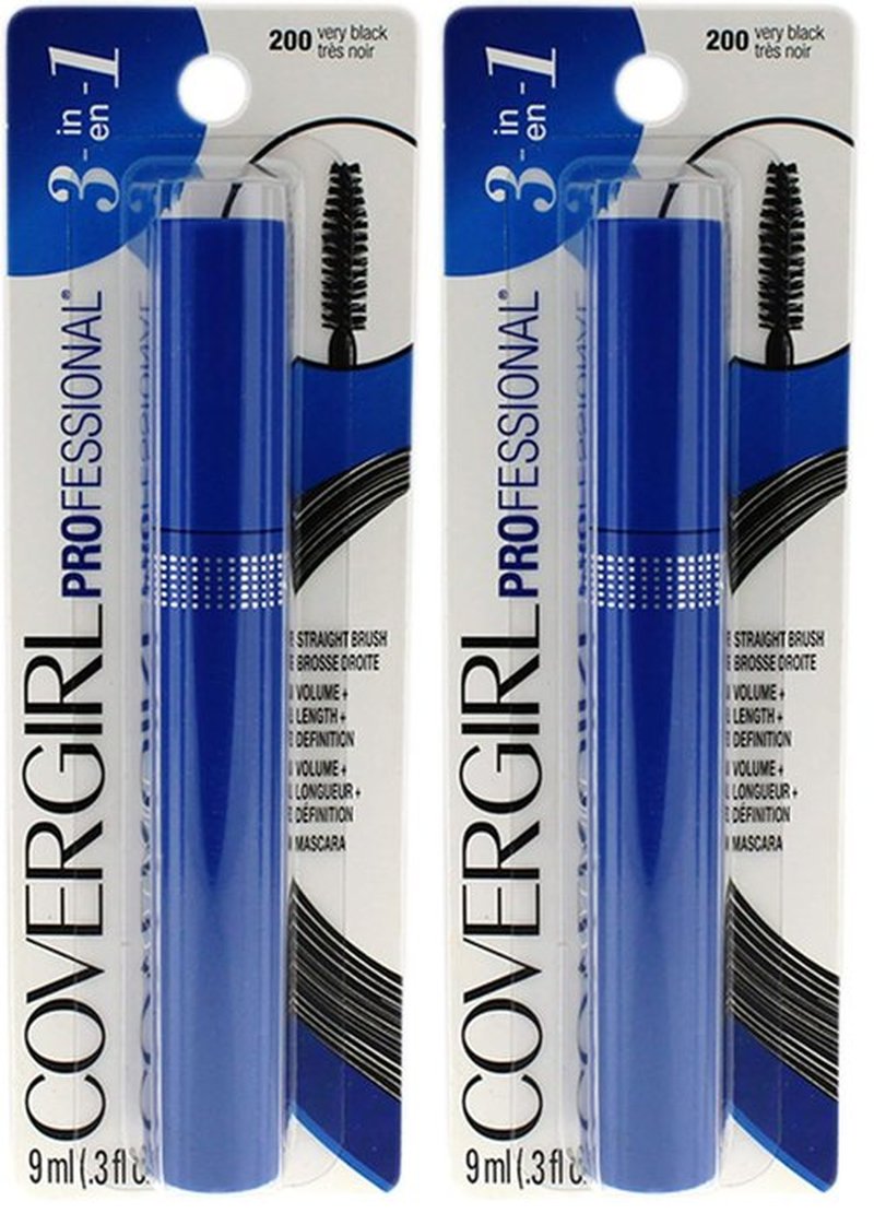 COVERGIRL Professional Mascara Regular Brush Very Black 200, (Packaging may vary) 0.3 Fl Oz (Pack of 2)