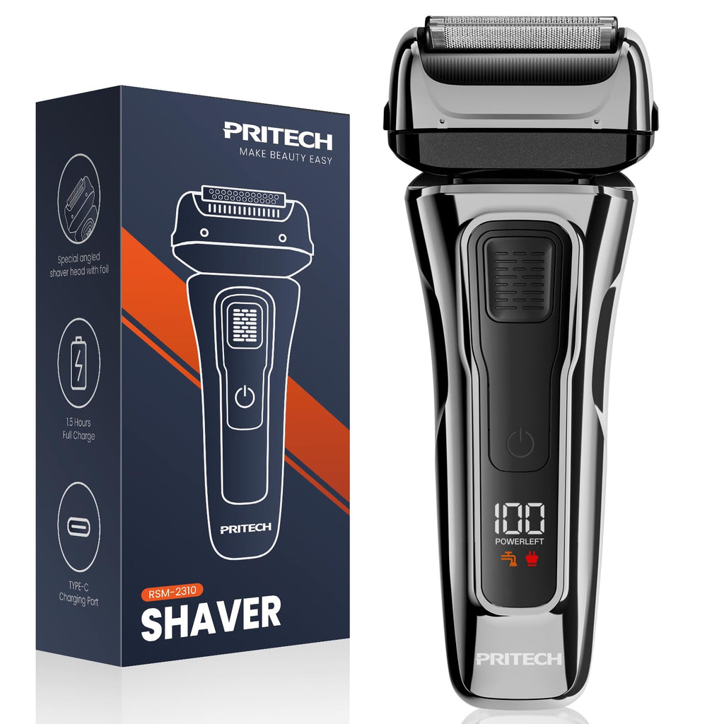 PRITECH Foil Shaver for Men, with Pop-up Trimmer, for Face & Beard