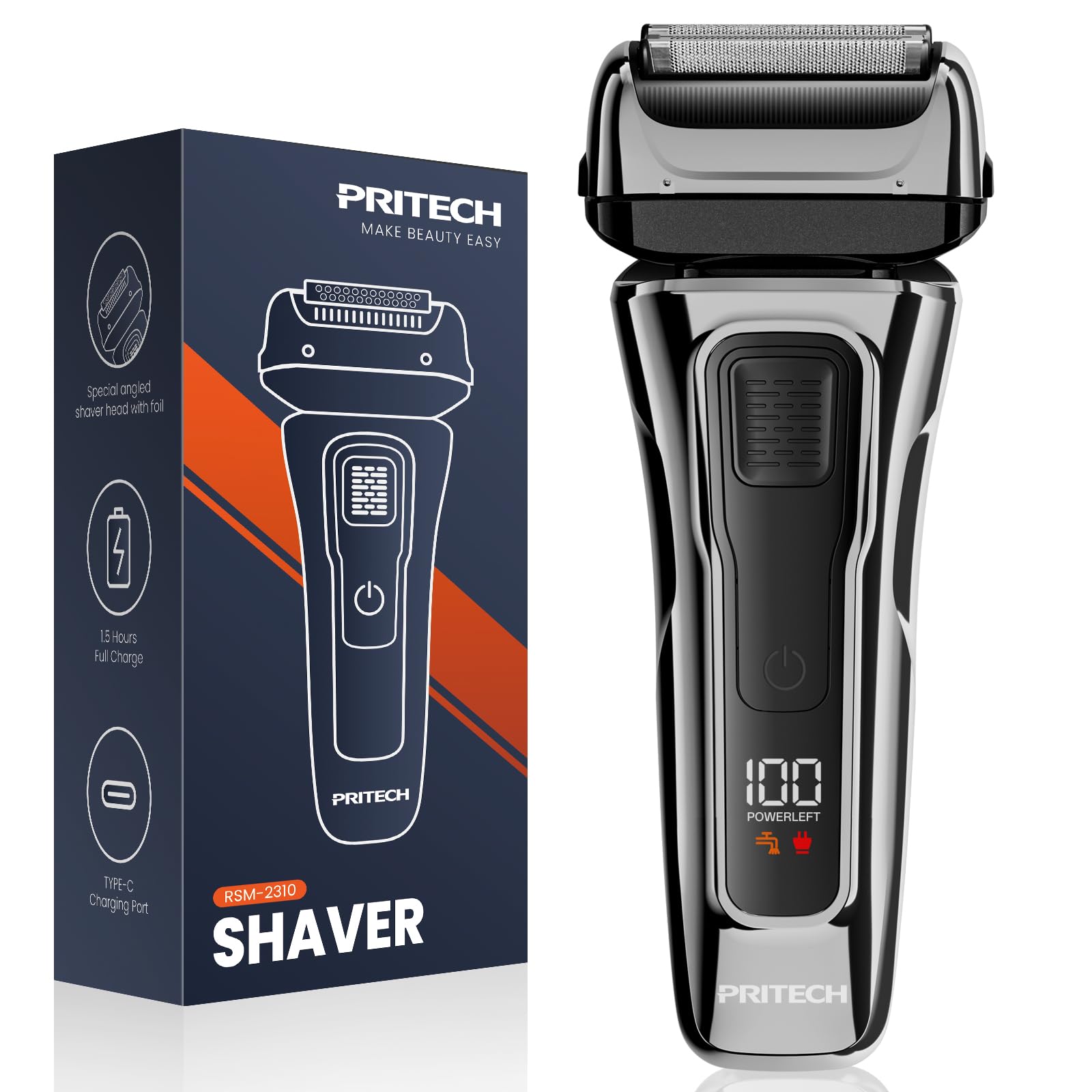 PRITECH Foil Shaver for Men, with Pop-up Trimmer, for Face & Beard