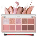 Erinde 10 Colors Eyeshadow Palette - Ultra-Blendable Matte & Shimmer Eye Shadow | High Pigment Rose Pink with Brush