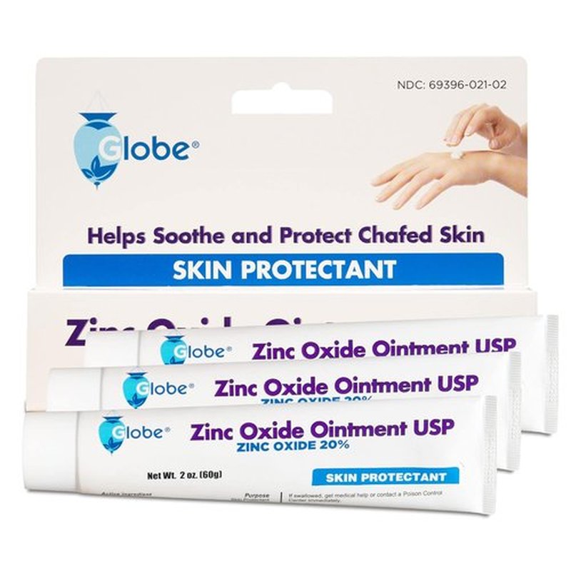 Globe Zinc Oxide Skin Protectant Ointment - 20% Barrier Relief for Diaper Rash | 2 oz (3 Pack)