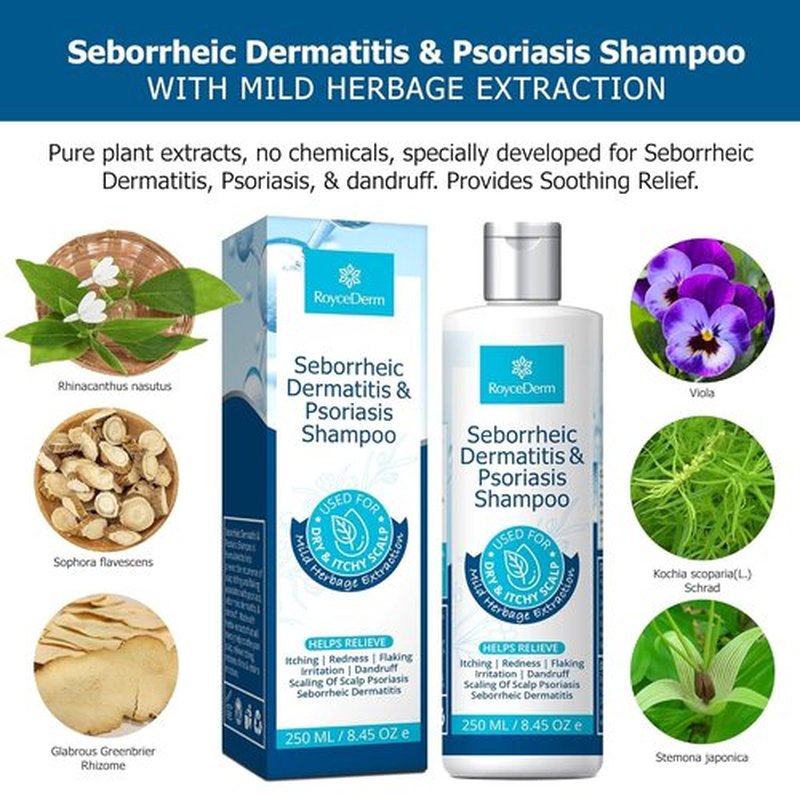 Roycederm Seborrheic Dermatitis & Psoriasis Shampoo - Relieves Itching, Flaking & Scaling for Dry Scalp