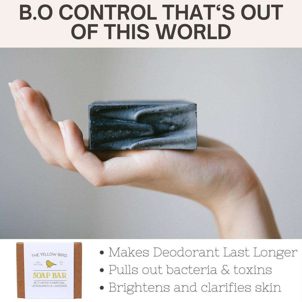 The Yellow Bird Natural Charcoal Deodorant + Armpit Bar Soap Bundle – Aluminum & Baking Soda Free, Vegan, Organic Ingredients – Magnesium for Underarm Pit Detox & Odor – For Sensitive Skin