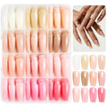 12 Color Coffin Press on Nails Nude Pink Fake Nails Pure Color False Nail Light Color Glue on Nail Reusable Glossy Full Cover Artificial Acrylic Medium Stick on Nail for Women DIY Manicure 288 Pcs