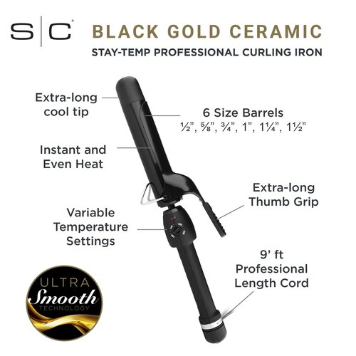 StyleCraft Black Gold Professional Curling Iron .625"