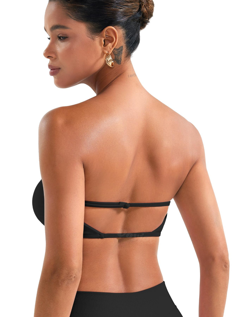 VOYJOY Impact Bandeau Bra Workout Strapless Basic Tank Top Adjustable Back