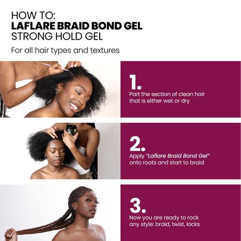 Laflare 430 ml Braid Bond Gel Bulk Extreme Hold for Natural & Kids Hair, Vegan, Nourishing, Braiding Hair, Twist Hair (Peach)