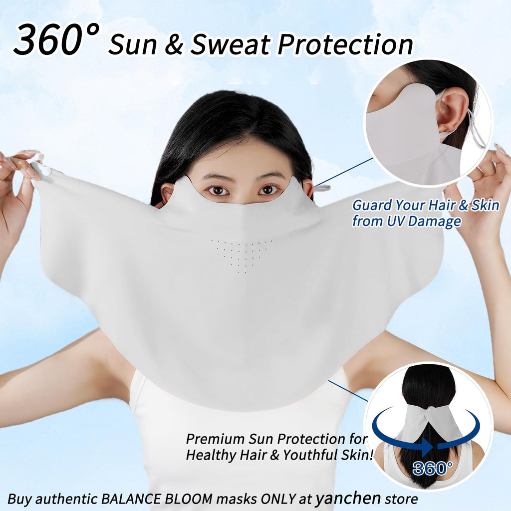 UPF 50+ Cooling Face Mask with 3D AirMesh Tech | UV Protection Sun Mask with Neck Coverage Breathable Design for Outdoor Activities Grey
