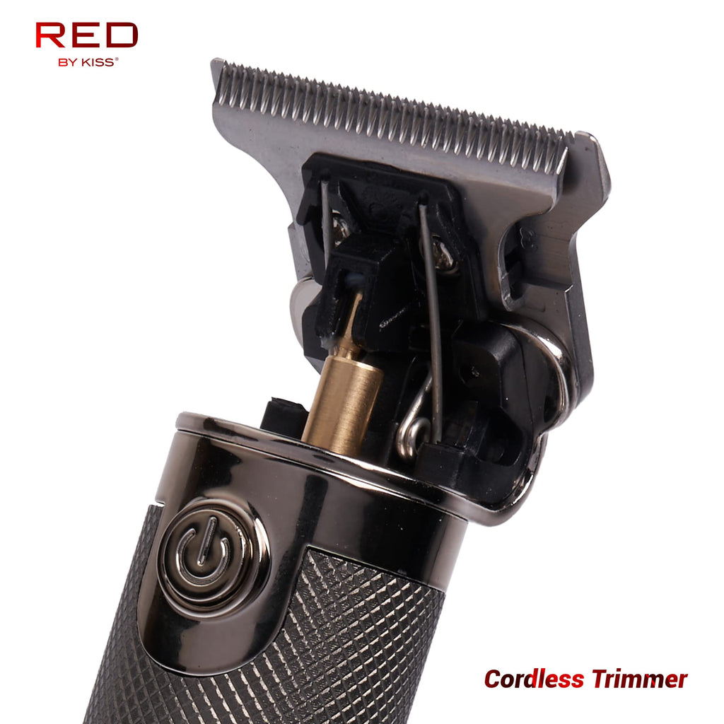 Red by Kiss Hair Trimmer for Men Precision Blade Cordless Trimmer Mens Grooming Kit (Cool Gray)