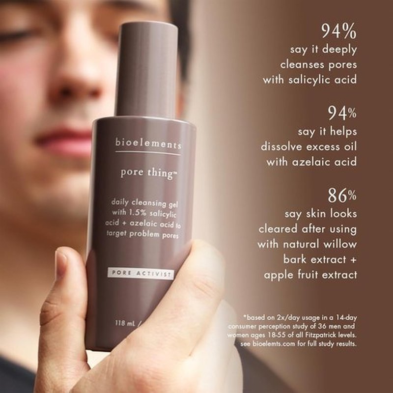 Bioelements Pore Thing Daily Cleansing Gel - 4 fl oz with 1.5% Salicylic Acid & Azelaic Acid - Vegan & Cruelty-Free