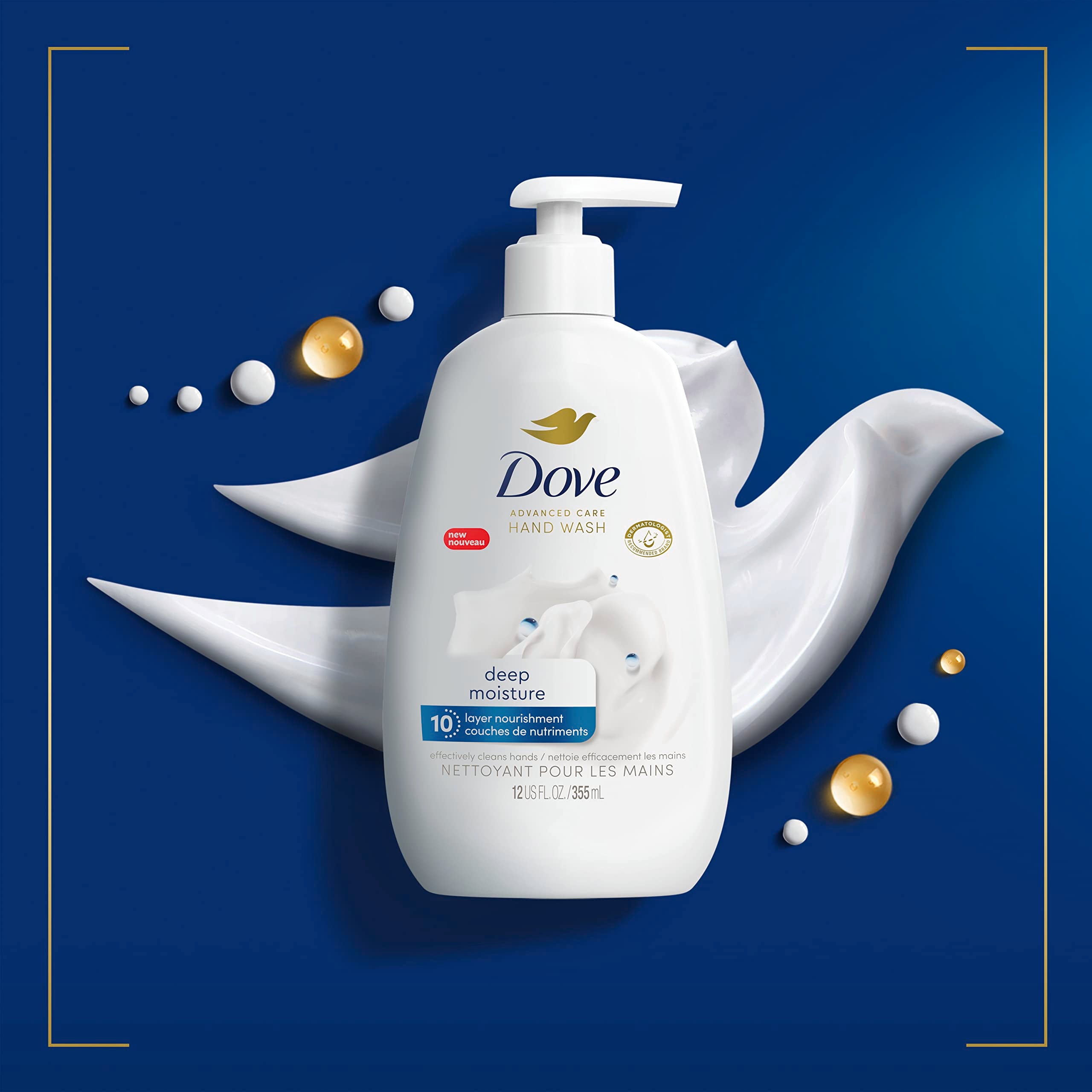 Dove Advanced Care Hand Wash Deep Moisture 4 Count for Soft, Smooth Skin, More Moisturizers Than the Leading Ordinary Hand Soap, 12 oz