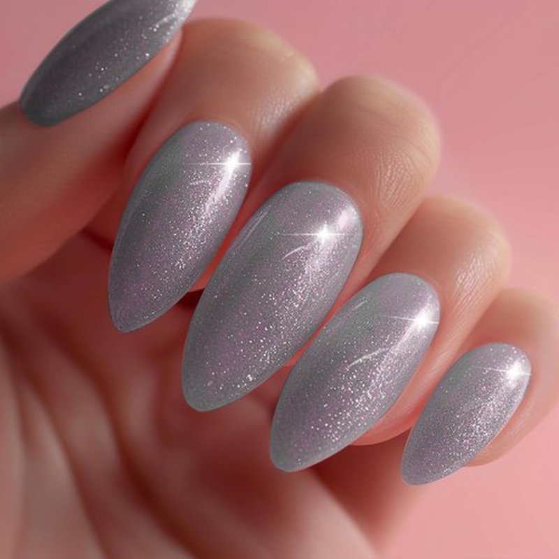 AHAMIOU Nail Polish Holographic Pink Shimmer Gel Nails Glitter Set Sparkly Shiny Reflective Nail Polish Kit Neutral Sheer Nude Gel Polish Diamond Gel for Home Salon DIY,6PCS