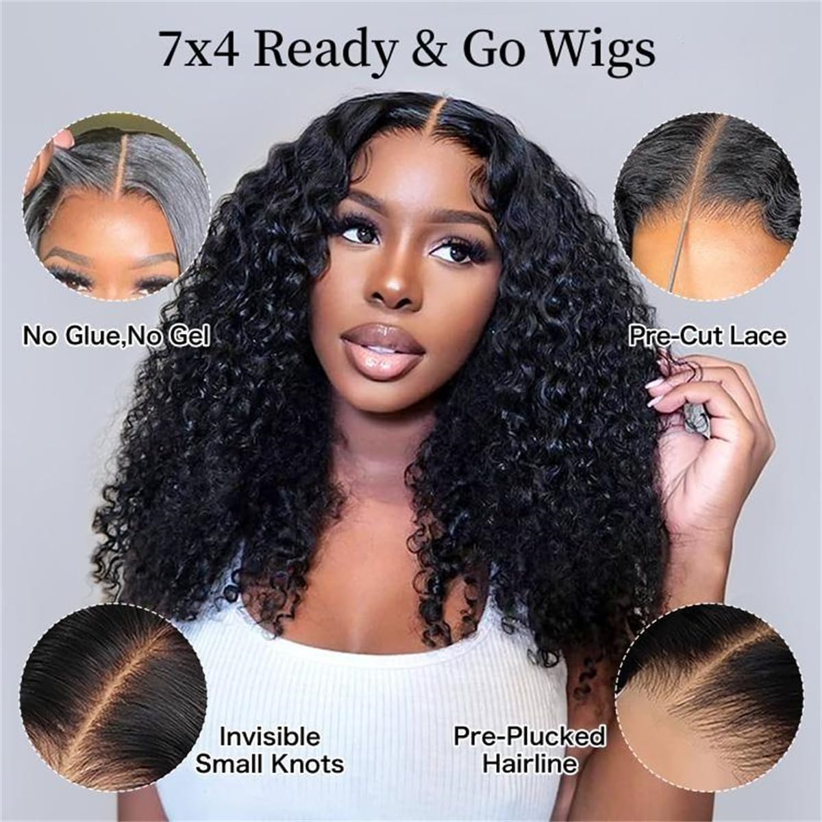 Wiggins Ready And Go Glueless Wigs Human Hair Curly Lace Front Wigs Human Hair Pre Plucked Bleached Knots Curly Hair Products Pre Cut Lace 4x7 Lace Front Wig Glueless Wigs For Women 14 Inch