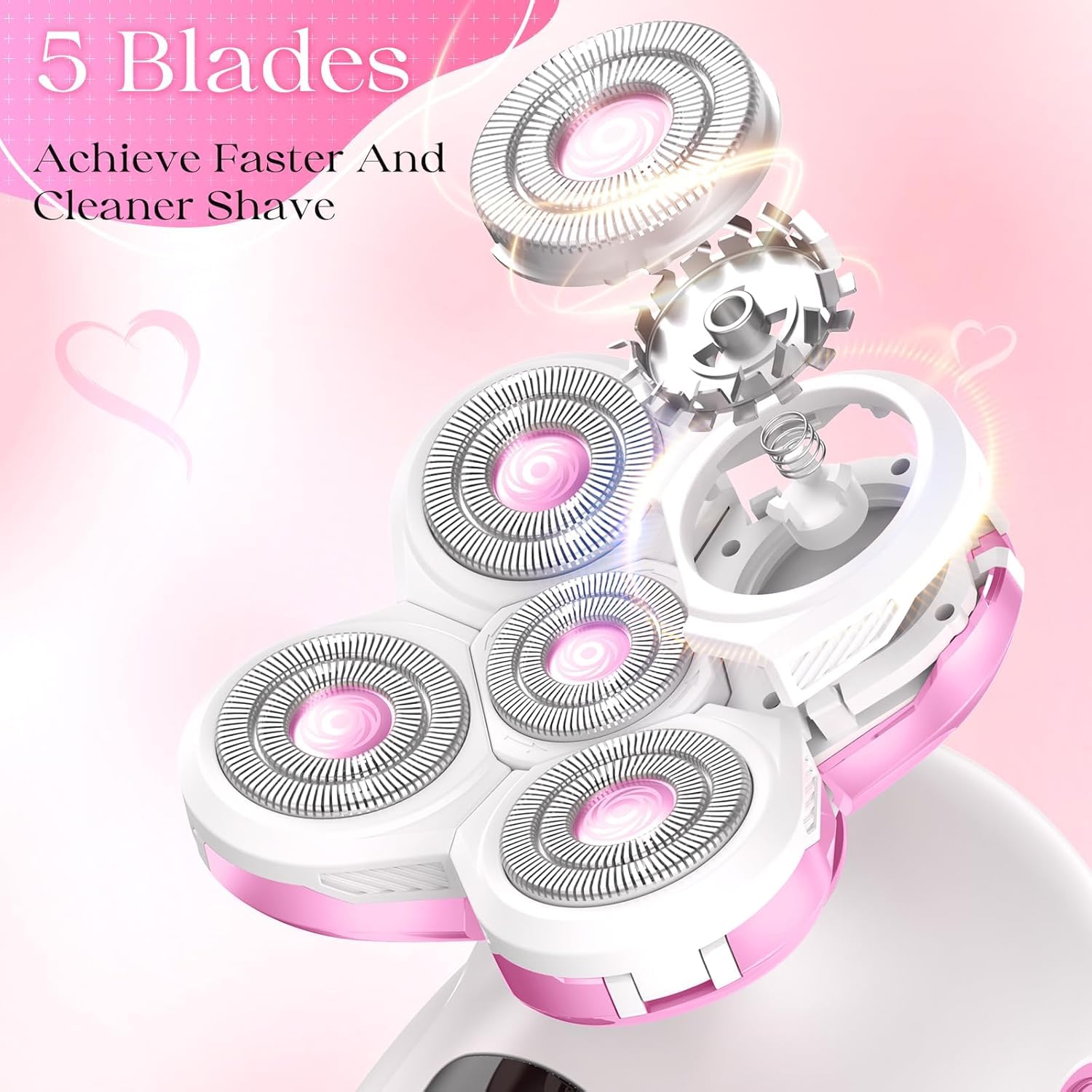 Electric Razors for Women Legs, Rechargeable Rotary Painless Shaver for Legs Bikini Facial Hair Removal,