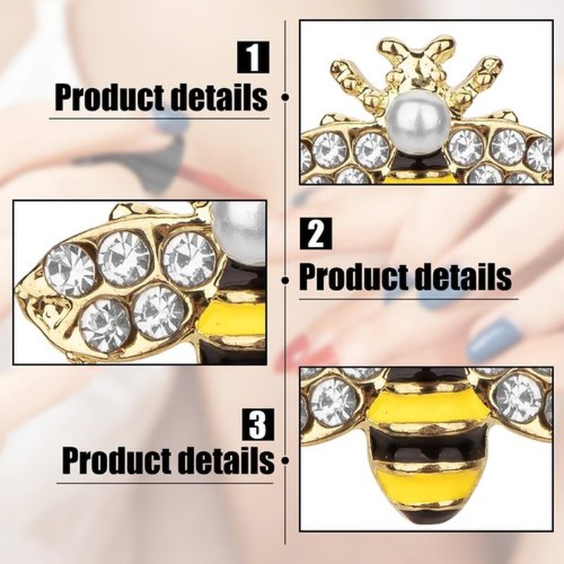 CAIRIAC Rhinestones Nail Charms Bulk Gold Bee Nail Art Rhinestones Charms for Acrylic Nails, Gel Nails, Short Nails 3D Nails Art Decoration Gift for Women (20Pcs)