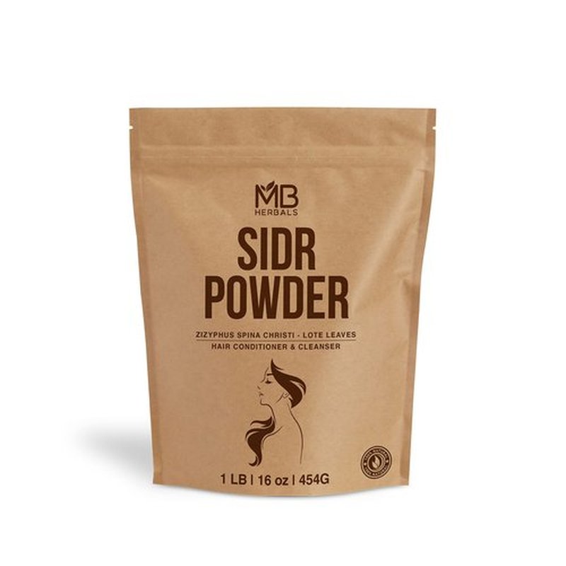 MB Herbals Sidr Powder 16 oz / 1 lb (454 Gram) | WildCrafted | Seder Lote Leaves | Ziziphus spina christi | Natural Hair Conditioner & Cleanser | Sidr 99.5%, Neem 0.5%