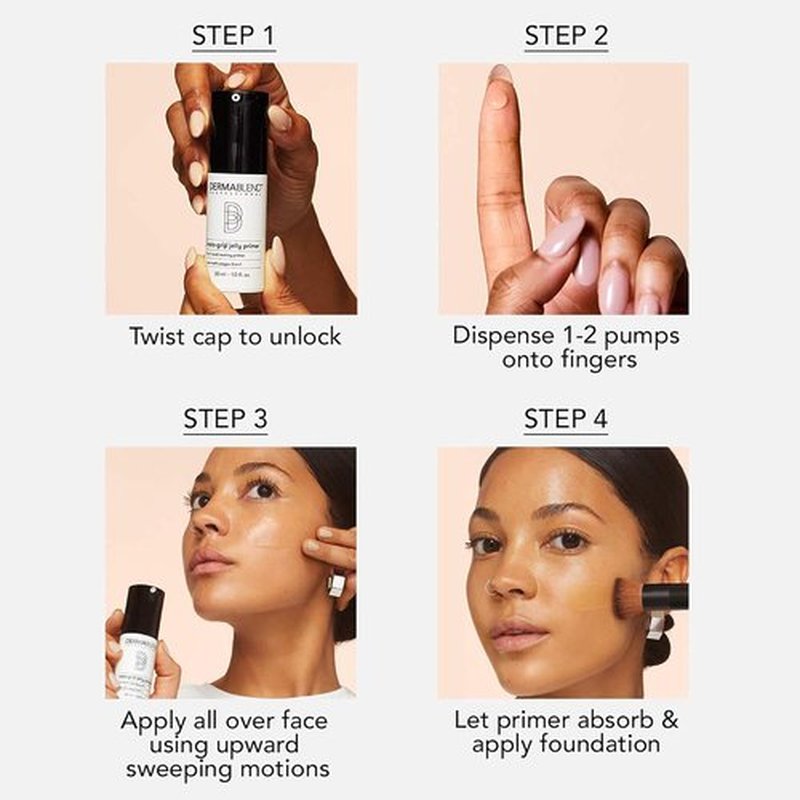 Dermablend Insta-Grip Jelly Primer - Silicone-Free Face Primer for Dry Skin | 24HR Pore Minimizing, 1.0 Fl Oz
