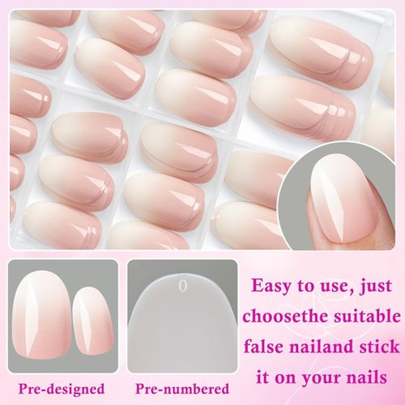 LuckForever 168pc Ombre Press on Nails Short Oval Fake Nails with Tabs, Round Almond Nails Press ons Nail Ombre Glue on Nails Short Fake Nail Stick Full Cover Acrylic Nails Artificial Fingernail