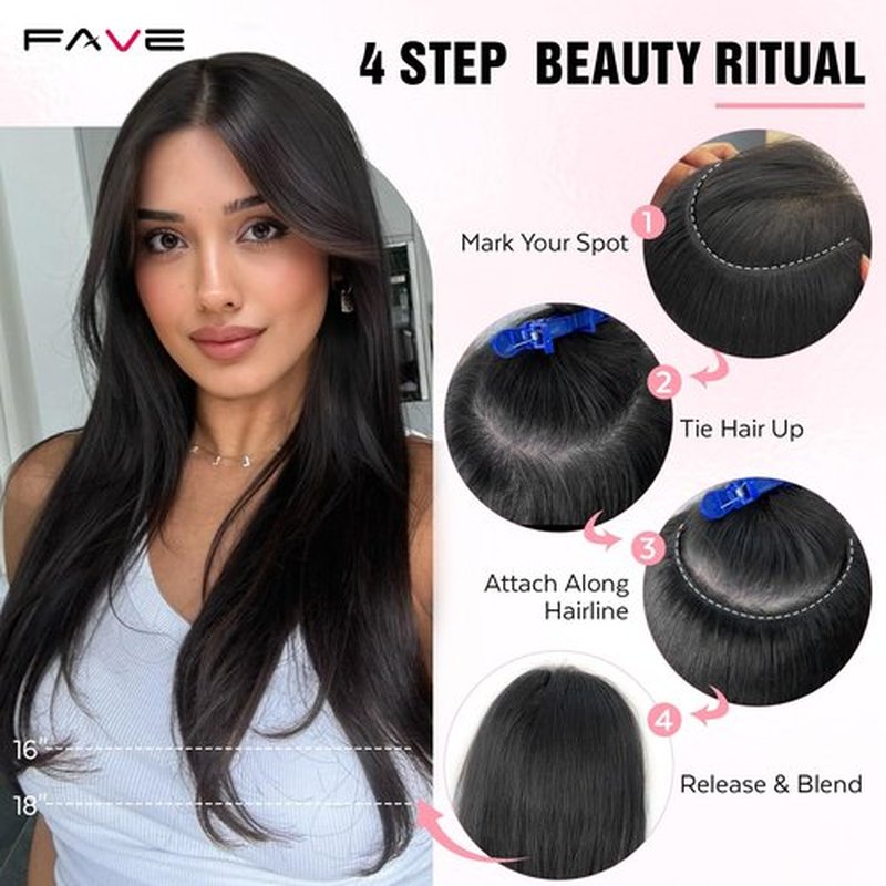 FAVE 18 Inch Clip in Human Hair Extensions 110g Seamless & Invisible Clip in Hair Extensions 100% Remy Human Hair Hairpieces for Volume & Length (Natural Black)