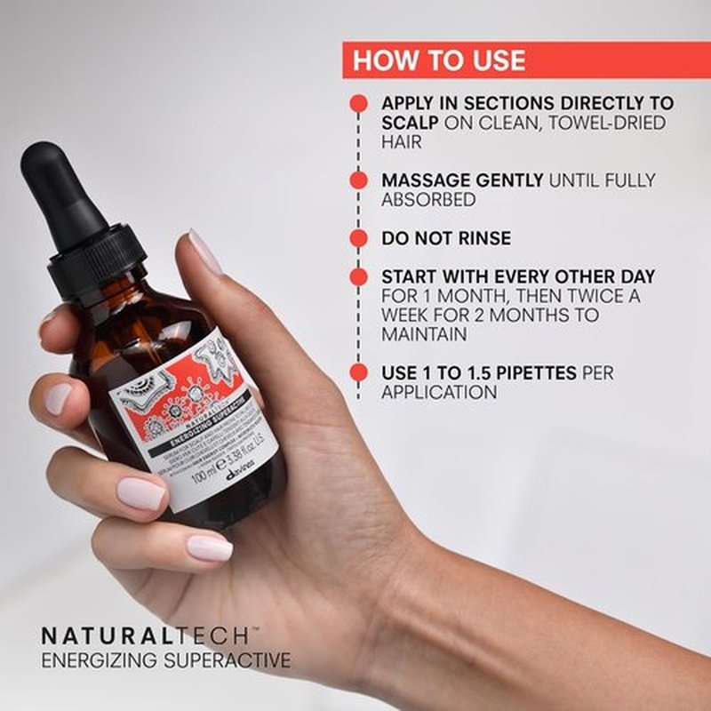 Davines Energizing Superactive Thickening Serum - Stimulates & Fortifies Thinning Hair | Travel Size 3.38 Fl Oz
