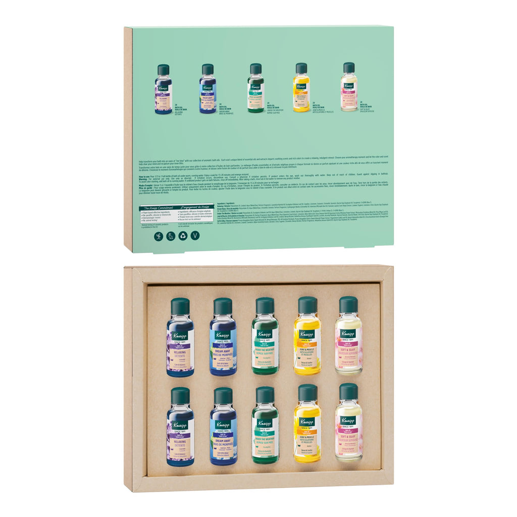 Kneipp Bath Time 10-Piece Bath Oil Set - Includes 5 Signature Formulas (0.67 fl oz Each) - Ideal for Trial & Travel - One Bottle Delivers Up to Two Baths