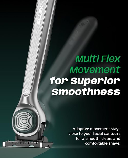 DORCO Sleek 6 Blade Razor for Men - Smooth Shaving with Multi-Flex Technology | Includes 2 Cartridges