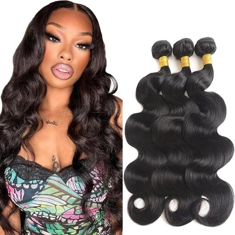 Body Wave Bundles Human Hair Natural Black Color Unprocessed Brazilian Virgin Hair 12 14 16 Inch Color #1b Bundles Human Hair