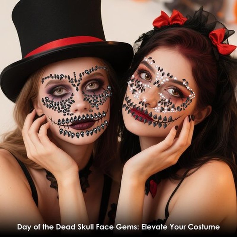 Erythem Skull Face Gems 6 Pack Day of the Dead Face Jewels Crystals Skeleton Face Gems for Halloween Festival Rave Party Makeup