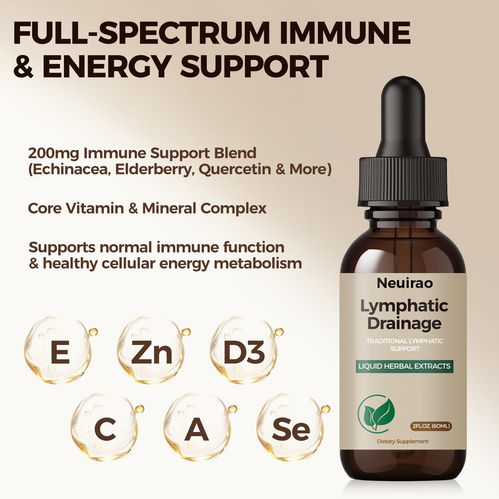 Lymphatic Drainage Drops, 20-in-1 Liposomal Lymphatic Support Drops for Immune & Circulation, Daily Wellness Formula with Dandelion, Echinacea, Cleavers, Burdock Root & Prickly Ash Bark, 2 FL OZ