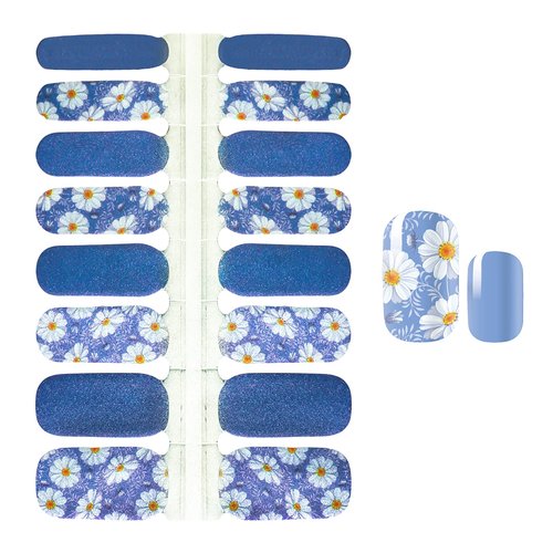 SILPECWEE 5 Sheets Flower Nail Polish Strips Self Adhesive Nail Stickers Full Nail Wraps Nail Art Accessories Nail Strips for Women with 1pc Nail File