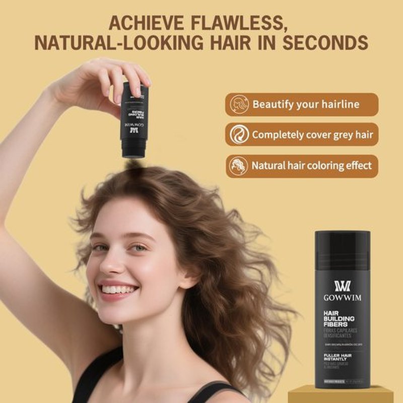 gowwim Hair Fibers for Thinning Hair Building Fibers Instantly Cover Sparse Areas-Bald Spots Cover Up (black4, 0.88 Ounce (Pack of 1))