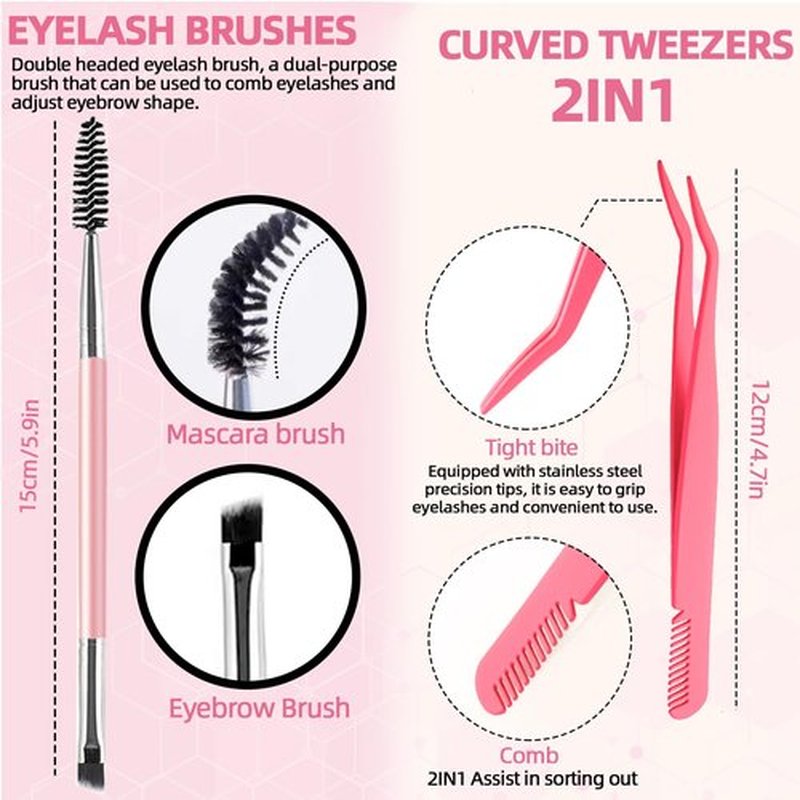 QUKLOGEN DIY Lash Extension Kit 772Pcs D Curl 4 styles Individual Lash with Bottom Lash Clusters Lash Bond and Seal,Quick Glue Remover Tweezers Eyelash Brush Mini Applicator (LASH003)