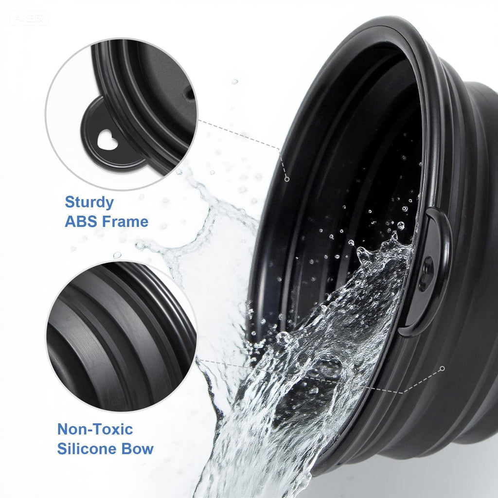 SPOSAFE Foldable Shaving Soap Bowl – Portable, Easy-to-Carry Shaving Soap Cup for Wet Shave, Travel Shaving Lather Bowl/Shaving Mug Compatible with Shave Cream & Soap for Men (Black)