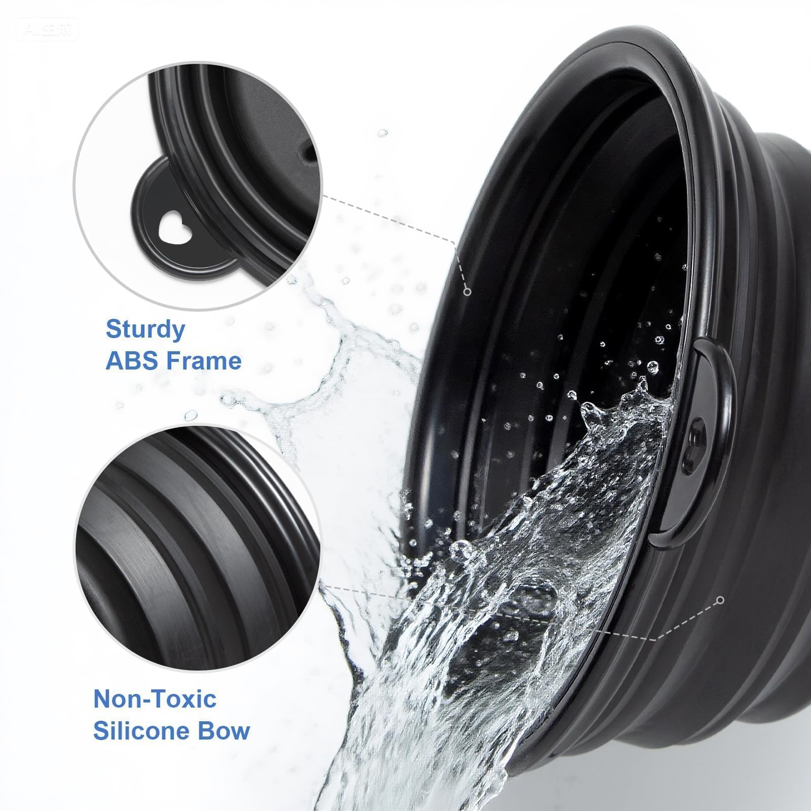 SPOSAFE Foldable Shaving Soap Bowl – Portable, Easy-to-Carry Shaving Soap Cup for Wet Shave, Travel Shaving Lather Bowl/Shaving Mug Compatible with Shave Cream & Soap for Men (Black)