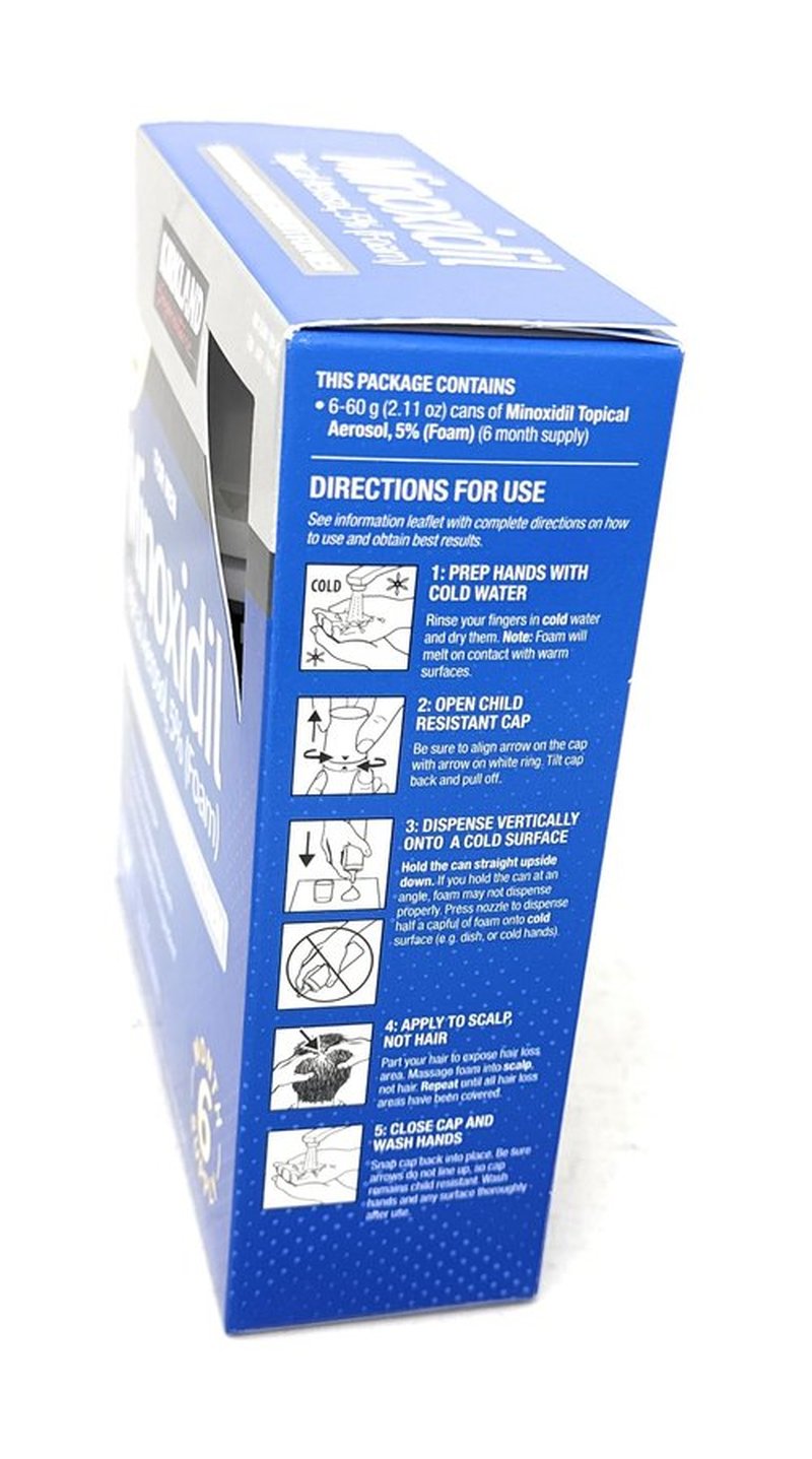 Kirkland Signature Hair Regrowth Treatment Minoxidil Foam for Men, 2.11 oz, 6 Count (6 Month Supply)