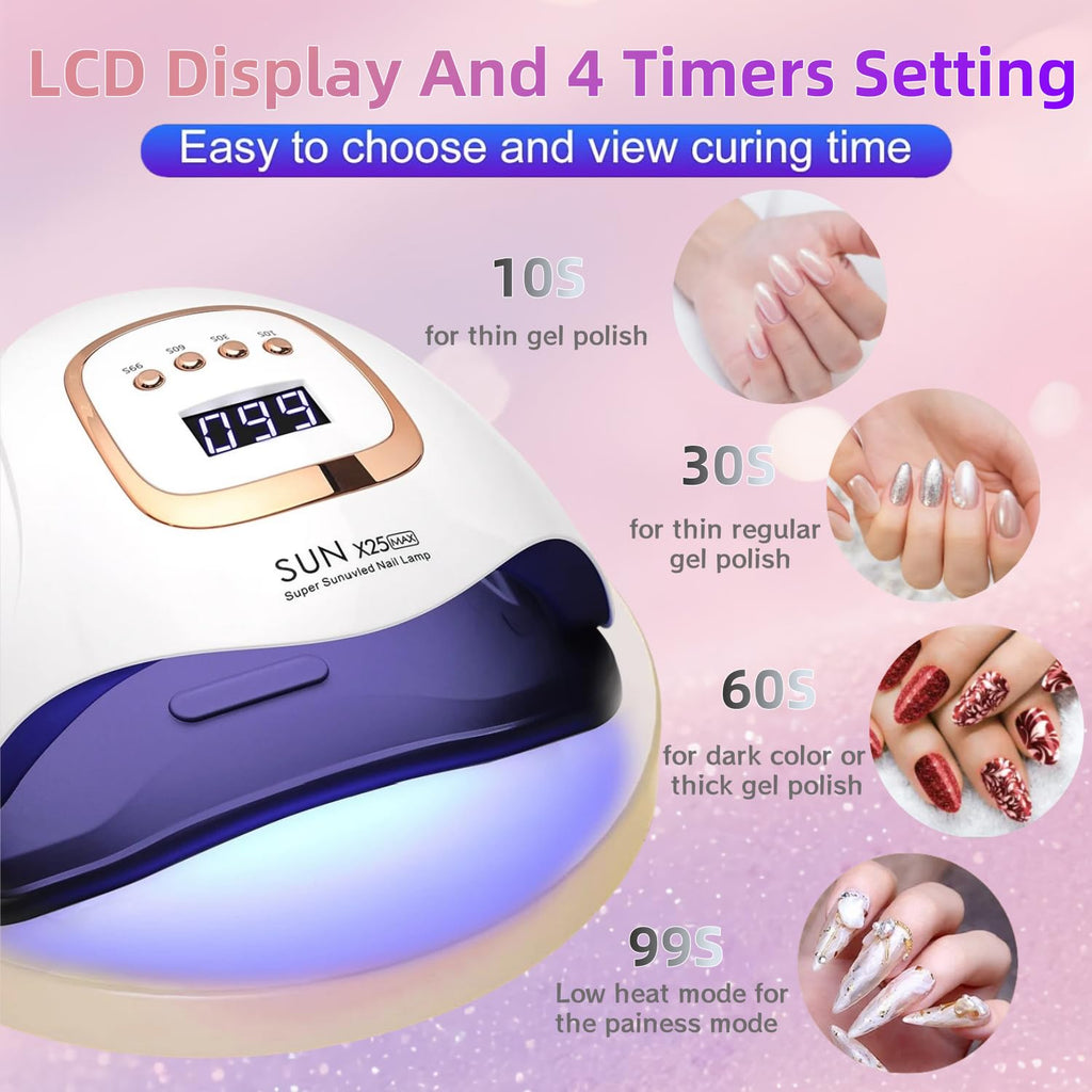 UV LED Nail Lamp with 81 Beads, 380W Nail Curing Lamps for Gel Polish with Automatic Sensor/4 Timer Setting,Led Nail Dryer, Professional Nail Art Drying Tools for Fingernail and Toenail