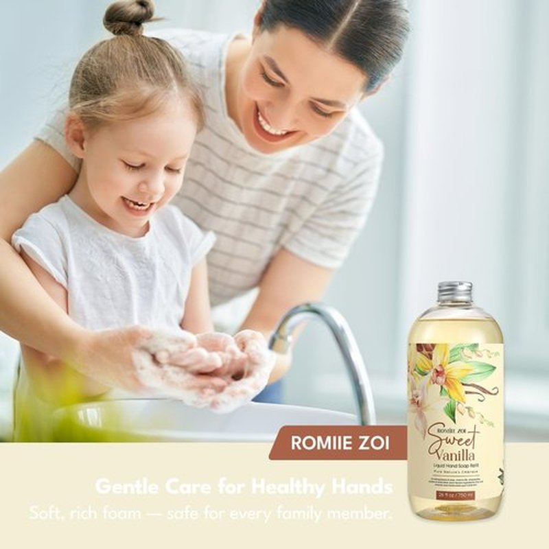 ROMIIE ZOI Liquid Hand Soap Refill, Sweet Vanilla, Gentle & Moisturizing Formula, 750 ML/ 26 FL OZ
