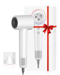 Nuueo Ionic Hair Dryer, 150,000 RPM High-Speed Professional Blow Dryer for Fast Drying, 500M Negative Ions & Thermo-Control, Magnetic Nozzle, Low Noise & Lightweight for Home and Travel, White
